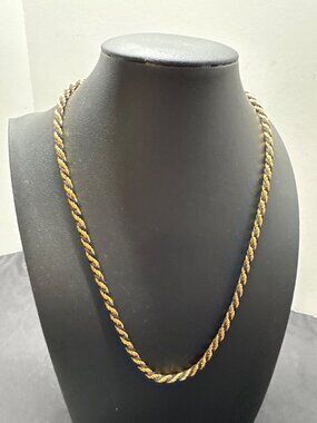 Trifari Gold & Black Twisted Rope Chain Necklace 24" Vintage Chic Statement Jewe